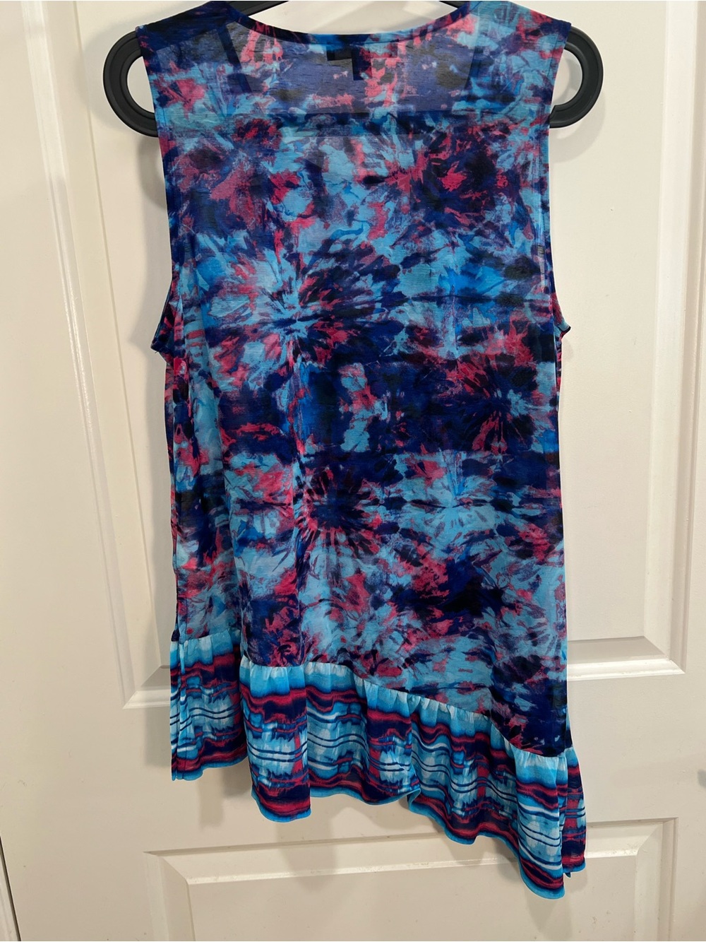 INC Blue and Pink Tie-Dye sheer Scoop Neck Tank - Picture 2 of 4